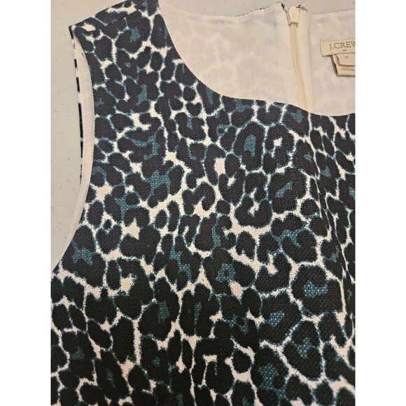 J Crew Sheath Dress Womens Size 10 Leopard Print Sleeveless Cotton Teal Black - Picture 3 of 4
